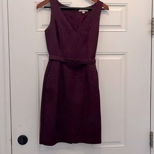 Banana Republic belted dress in a slightly quilted eggplant color
